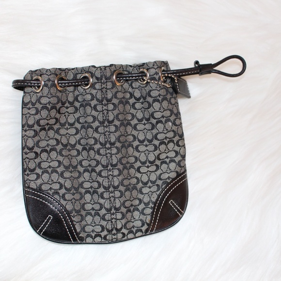 Coach, Black Monogram leather/cloth classic C print drawstring pouch - Picture 5 of 15